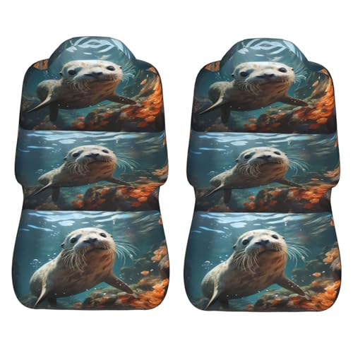 Seat Covers Car Seat Cover Car Seat Protector Waterproof Universal Seal Pup in Water, Black