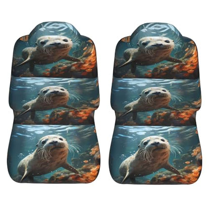 Seat Covers Car Seat Cover Car Seat Protector Waterproof Universal Seal Pup in Water, Black