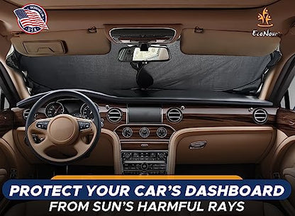 EcoNour Car Front Windshield Sun Shade for Car | SUV Accessories for Maximum Sun and Heat Protection | UV-Blocking Windshield Dash Cover & Sun Visor for Cooler Interior | Large (64 x 34 Inches)