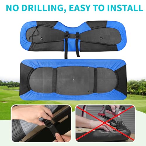 10L0L Golf Cart Seat Covers, Super Comfort Cooler Than Vinyl Seat Cover, Front and Rear Seat Cover for Yamaha EZGO Club Car, No Drilling Breathable Mesh Bench Seat Blanket, Machine Washable - color: Black + Blue, style: Rear Seat - Universal for Yamaha EZ