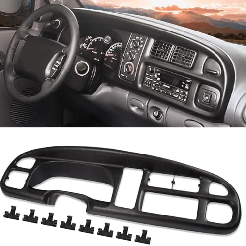 PIT66 Dash Board Bezel Cover Compatible with 1998-2001 Dodge Ram Truck Dashboard Cover w/Clips 68042746AC 5GK51DX9AA 5EU11DX9AB - size: 1998-2002 Dodge Ram(Without Vents)