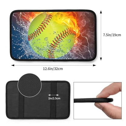 Fire Softball Auto Center Console Armrest Cover Pad, Universal Fit Waterproof Comfort Car Armrest Cushion for Most Vehicle SUV Truck - color: Fire Softball