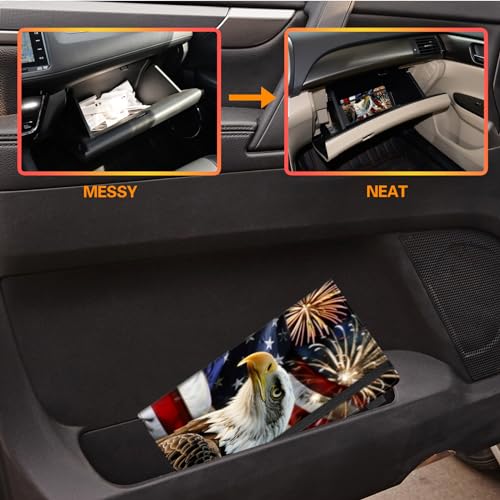 Car Registration and Insurance Holder,Leather Vehicle Glove Box Organizer Wallet for Document,Perfect for any Car,Truck,Motorcycle,Driver License,Trailer or Boat,Men & Women,American Flag-289 Eagle