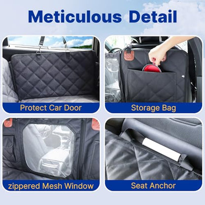 Convertible Back Seat Extender for Dogs, Foldable 400lb Hard Bottom Dog Car Seat Cover for Back Seat, Waterproof Dog Hammock Bed Backseat Cover for Dogs in Car SUV Truck Pet Seat Cover Black XL - size: XL
