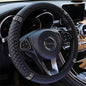 Microfiber Leather Steering Wheel Cover Universal 15 inch, with Bling Bling Crystal Rhinestones, Car Steering Wheel Anti-Slip Protector for Women Girls (Black)