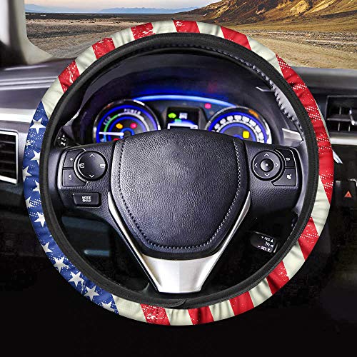 GLENLCWE American Flag Auto Steering Wheel Cover Non-Slip Universal for 15 inch - color: American Flag