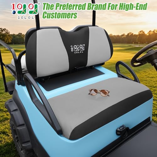 10L0L Golf Cart Seat Covers, Super Comfort Cooler Than Vinyl Seat Cover, Front and Rear Seat Cover for Yamaha EZGO Club Car, No Drilling Breathable Mesh Bench Seat Blanket, Machine Washable - color: Dark Gray + Black, style: Front Seat - For Yamaha & Club