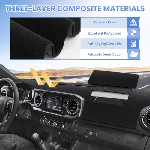 Sunsdrew Dash Cover for 2016-2022 2023 Toyota Tacoma Dashboard Cover Mat for Tacoma Accessories Sunshade Nonslip Mesh Protector No Glare Tacoma Sunshield Protector Mat Pad - size: 16-23 Tacoma Dash Cover