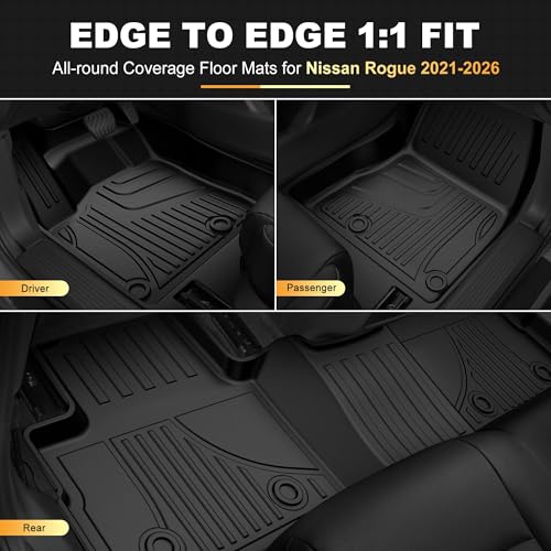 AOMSAZTO Floor Mats & Cargo Liner Compatible with Nissan Rogue 2021–2026 (Not for Sport) | All Weather Heavy Duty Car Floor Liners for S, SV, SL, Platinum Trims - style: 9)21-25 Rogue Floor & Cargo Mats
