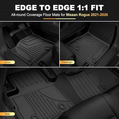 AOMSAZTO Floor Mats & Cargo Liner Compatible with Nissan Rogue 2021–2026 (Not for Sport) | All Weather Heavy Duty Car Floor Liners for S, SV, SL, Platinum Trims - style: 9)21-25 Rogue Floor & Cargo Mats