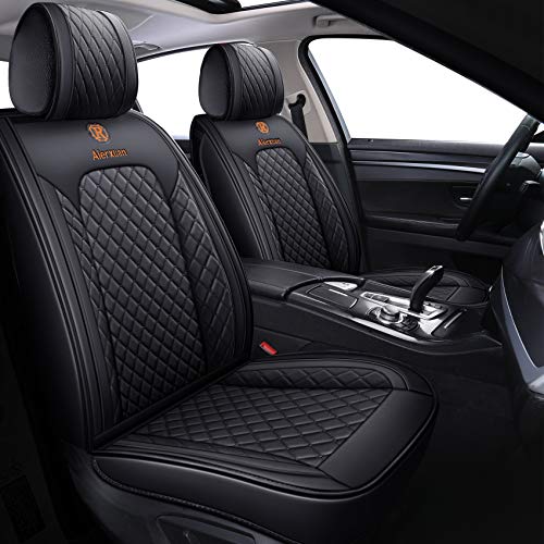 Aierxuan 5 Car Seat Covers Full Set Waterproof Leather Universal Fit for Kia Soul Sorento Hyundai Elantra Civic Jeep Wrangler Santa Fe Tucson Ford Explorer Edge Lexus (Full Set, Black) - color: Full Set/Black