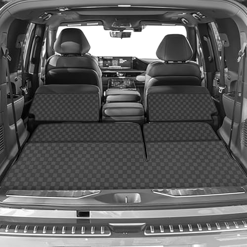Cargo Mat & Backrest Mat Fit for 2014-2024 Infiniti QX80 / 2017-2024 Nissan Armada / 2011-2013 Infiniti QX56 - All Weather PU Leather Trunk Liner and 2nd & 3rd Row Rear Backrest Protector - color: QX 80/Armada Cargo Backrest Mat-A