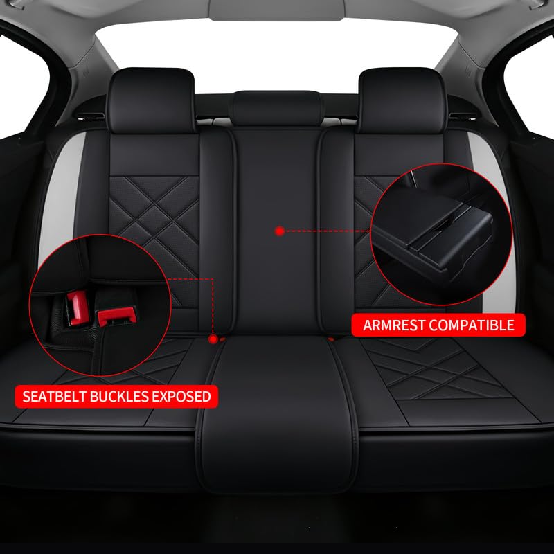 Full Set 5 Seats Custom Fit Faux Leather Seat Covers for Nissan Frontier 2007-2026, Airbag Compatible, Black & Gray - color: #068 Black&light Gray, size: 5 Seats