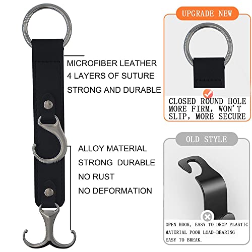 Headrest Hooks for Car Back Seat Organizer Black Faux Leather Hanger Holder Hook, for Hanging Purses and Bags and Coats Grocery Bag Umbrellas Handbag Car Accessories Interior Men for Women