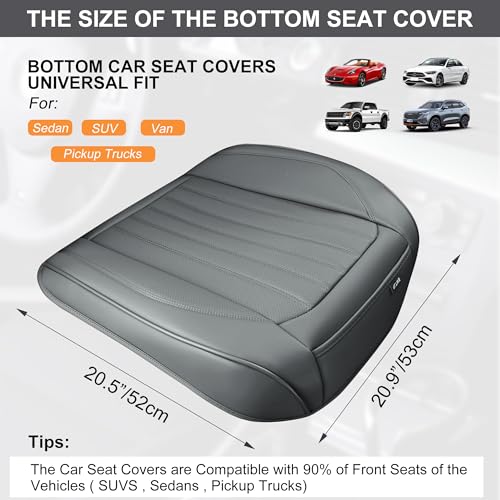BWTJF Gray Car Seat Cover 2 Pack, Universal Leather Front Seat Covers Bottom Protector, Anti-Slip and Full Wrapping Edge Compatible with Most of Vehicles - SUVs/Sedans/Pickup Trucks - color: Gray, size: StyleA-Stripes