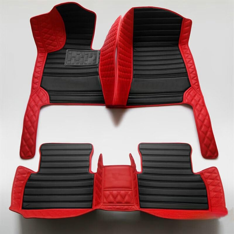 Custom Artificial Leather Waterproof All-Weather Car Floor Mats Fit for 99% Sedan SUV Sports Car Vehicle Car Mat (Red Black Stripe) - color: Red Black Stripe