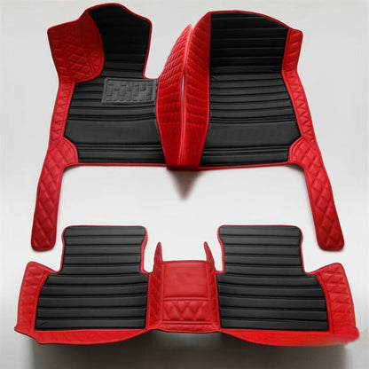Custom Artificial Leather Waterproof All-Weather Car Floor Mats Fit for 99% Sedan SUV Sports Car Vehicle Car Mat (Red Black Stripe) - color: Red Black Stripe