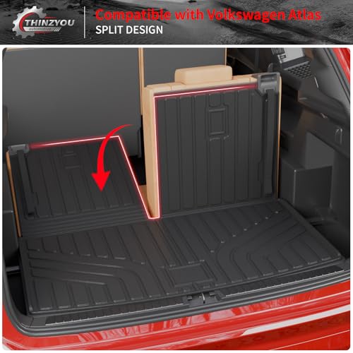 Floor Mats Compatible with 2018-2025 2026 Volkswagen Atlas (NOT for Cross Sport) Cargo Mat Cargo Liner Back Seat Cover 2024 VW Atlas Accessories (Trunk Mat with Backrest Mat+Floor Mats) - style: For Volkswagen Atlas | 2018-2026