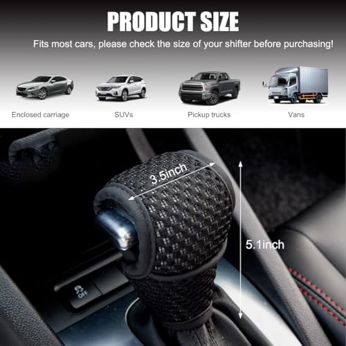 Car Gear Shift Knob Cover, Breathable Automotive Shift Knob Gear Handle Stick Protector Cover, Anti-Slip Anti-Scratch Auto Stick Shift Cover, Universal Car Accessories (Black, Regular) - color: Black, size: Regular