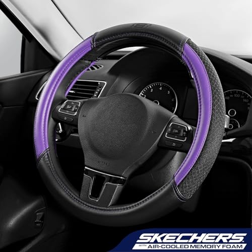 Skechers Air-Cooled Steering Wheel Cover,Leather Car Steering Wheel Cover Universal Fit 14" 1/2-15" Car Wheel Protector for Men Women Fit Suvs,Vans,Sedans,Car,Trucks,Purple - color: Purple