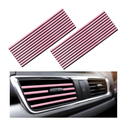 20 PCS Car Air Conditioner Decoration Strip, Flexible Air Vent Outlet Trim Decoration, Waterproof Decorative Trim for Air Vent Outlet for Most Vehicles, Car Accessories (Pink) - color: Pink
