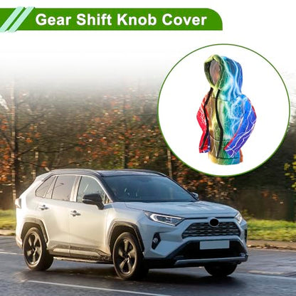 Universal 11x15.5cm/4.33"x6.1" Gear Shift Knob Cover Anti-Slip Stick Shifting Handle Protector Polyester 1 Pc Lightning Hoodie Style Colorful