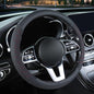 3D Premium Skin-Feel Leather Car Steering Wheel Cover, Anti-Slip Breathable Soft Slim Design, Universal 15 inch, Black with Red - color: Black with Red, size: Round-Medium[14.5''-15'']