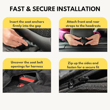 Dog Car Seat Cover for Back Seat with Hard Bottom, Waterproof Back Seat Extender, Upgraded Comfort Hammock, Anti-Scratch, Non-Slip, Easy to Clean, Supports up to 400lbs for Cars/SUVs/Small Truck