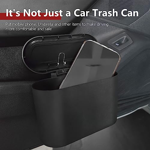 Car Trash Can with 3 Rolls Trash Bags, 1.2 Gallon Vehicle Garbage Bin with Lid & Leak-Proof Design, Portable Auto Waste Container for Cars/Trucks/SUVs, Hangs on Seat or Console (Black) - color: Black
