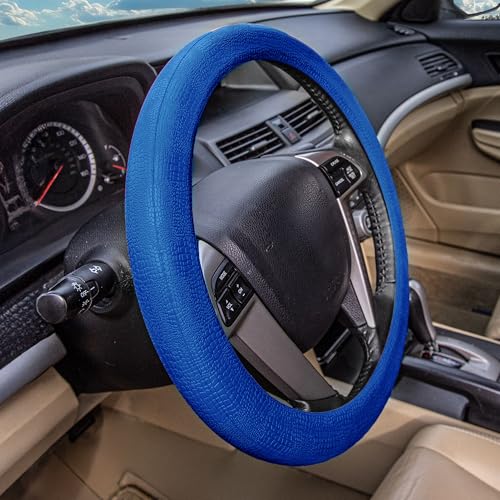 FH Group Universal Fit Silicone Snake Pattern with Massaging Grip Dark Steering Wheel Cover fits most Cars, SUVs, Trucks, and Vans Dark Blue - color: Dark blue