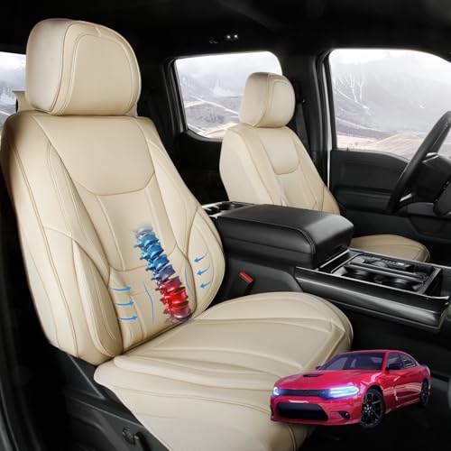 Coverland Custom Car Seat Covers Compatible with 2002-2017 Toyota Camry - Premium Leather Non-Slip Memory Foam Waterproof Seat Cover Custom fit Interior Protector [Front Seat-Beige] - color: Beige, size: Front