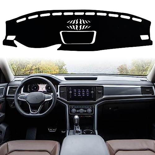 Dash Mat Cover Interior Dashboard Protection pad Compatible with Volkswagen Atlas SUV S SE SEL and SEL Premium 2018-2023 Sunshade Glare UV Rays Protector (Black Trim) - color: Black Trim