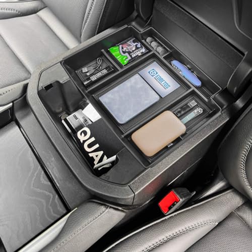 EDBETOS Power Sliding Console Organizer Compatible with 2021-2024 2025 2026 Chevy Tahoe Suburban/GMC Yukon Accessories Armrest Box Insert Tray,(NOT Fit Standard Console with charging socket),Black