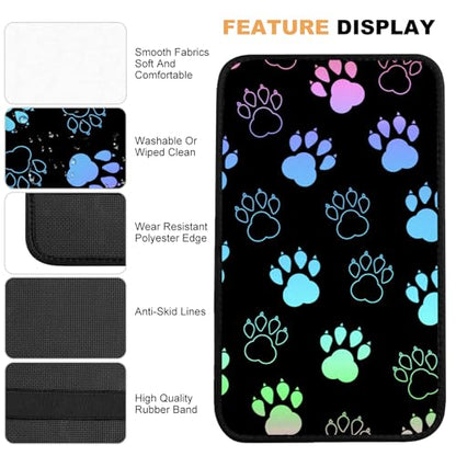 Auto Center Console Cover, Car Armrest Box Pad,Black Dog Paw Print Soft Waterproof Auto Armrest Seat Box Cover Protector for Most Vehicle SUV Truck Car - color: Black Dog Paw Print