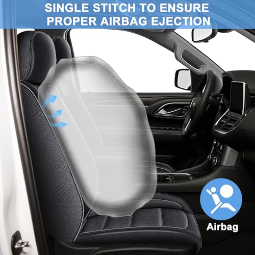 IKABEVEM Car Seat Covers Fit for GMC Yukon 2021-2025 2026: Full Set Luxury Leather Automotive Seat Covers, Car Seat Protector(8 Seats, Black)