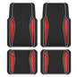 PIC AUTO Car Floor Mats, Red Aluminum-Molded with Full-Circle Iridescent Inlay Strip Car Mats, Universal-Fit Rubber Mats for Cars, Trucks & SUVs, All-Weather, Non-Slip, Easy-to-Clean Interior Mats - color: Red