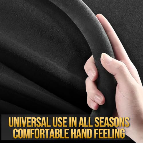 Suede car Steering Wheel Cover, Suitable for Tesla Model 3 /Model Y Steering Wheel Cover - color: Black-A