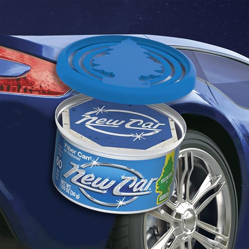 LITTLE TREES Car Air Freshener | Fiber Can Provides Long Lasting Scent for Auto or Home | Recycled Fiber | New Car Scent, 4 Air Fresheners - color: New Car Scent
