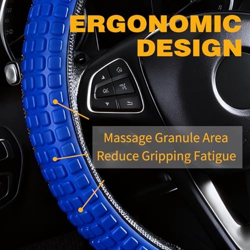 18" Semi Truck Steering Wheel Cover (FITS 17.5"-18" ONLY) | Heavy Duty Carbon Fiber & 3D Massage Grip for Long Hauls | Anti-Slip Odorless Rubber, Upgrade Your Big Rig