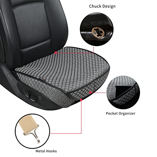 2 Pack Bottom Car Seat Cover with Storage Pocket,Breathable Car Seat Protector，Luxury Front Seat Cover，Anti-Skid Four Seasons General, fits Most Vehicles.（Gray,2PCS