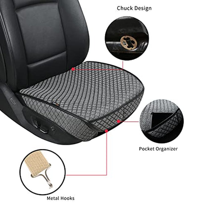 2 Pack Bottom Car Seat Cover with Storage Pocket,Breathable Car Seat Protector，Luxury Front Seat Cover，Anti-Skid Four Seasons General, fits Most Vehicles.（Gray,2PCS