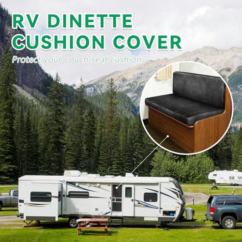 molasofa Leather Like RV Dinette Cushion Covers, RV Booth Seat Cover Stretchable Camper Cushion Couch Covers Washable Slipcovers for Camper Car Bench (1 Backrest Cover & 1 Bench Cover, Dark Gray) - color: 02dark Gray, size: 1 Bench Cover & 1 Backrest Cove