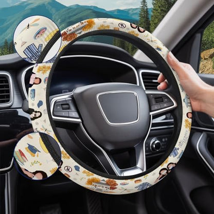 GENANY Mom Daughter Diaries Steering Wheel Cover, Non Slip Polyester Car Wheel Protector for Car SUV Truck, Universal 15 Inch - color: Mom & Daughter Diaries