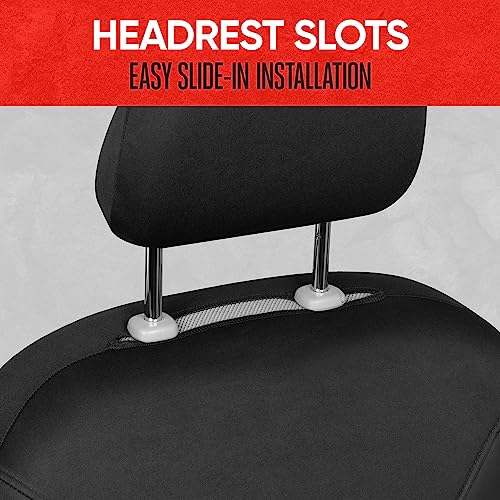 Motor Trend SpillGuard 2 Black Seat Covers for Cars & Seat Covers for Trucks - Neoprene Lining Waterproof Car Seat Covers Front Seats Only - SUV Seat Covers Protector - Forros para Asientos de Carro - color: Black, size: Front Seat Covers
