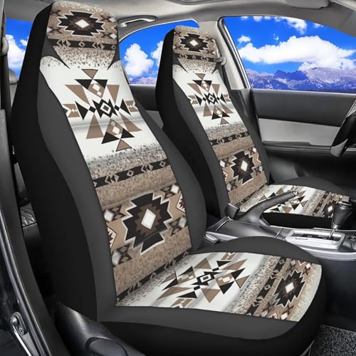 INSTANTARTS Aztec African Tribal 2 Piece Seat Cover Women Front Seat Protector Seat Dust Cover Auto Cover Washable Car Seat Dust Cover for Men - color: Aztec African Tribal
