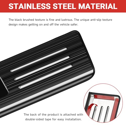 Hellet 4PCS Car Door Sill Protector for Dodge 2016-2020 2023 2024 2025 2026 Durango Accessories Stainless Steel Material Black Brushed Door Entry Guards