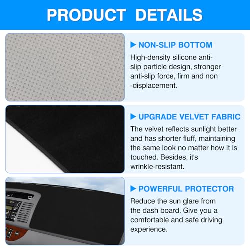 Autorder Dashboard Cover Mat for 2000-2006 Toyota Camry Accessories Dash Cover Upgrade Velvet Dash Mat Sunshade Glare UV Rays Protector - size: 2000-2006 Toyota Camry