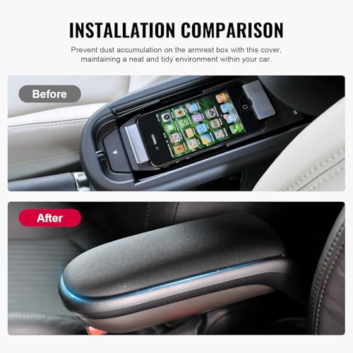 Bacar Arm Rest Cover 51162753341 Center Console Arm Rest Lid Replacement Leather Armrest Cover Black for BMW for Mini Cooper R55 R56 R57 R58 R59 2010 2011 2012 2013 2014 2015 2007-2009