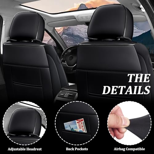 Car Seat Covers Full Set for KIA Sportage 2002-2026, Waterproof Nappa Leather Car Seat Cover, Full Coverage Car Seat Covers Sets(5 Seats/Black White)