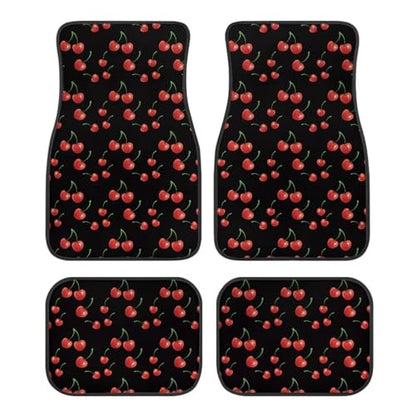 Red Cherry Black Automotive Floor Mats Front and Rear Car Mat Carpet Set 4 Pcs Fit for SUV,Vans,sedans,Trucks - color: Red Cherry Black